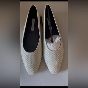 Saks Fifth Avenue Cream Textured Flats